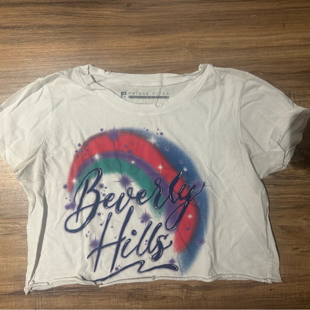 Prince Peter Collection White Red Graphic Crop Tee
